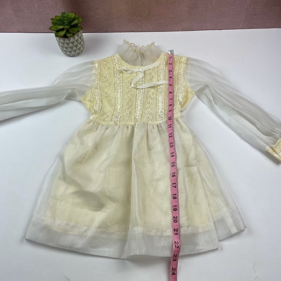 Irving Mack Vintage Cream Ivory White Dress Long Sleeve Ruffle Girl Classic - Picture 9 of 9